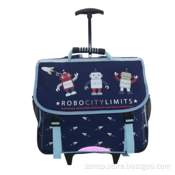 600D ployester popular quality fixed trolley school backpack for boys